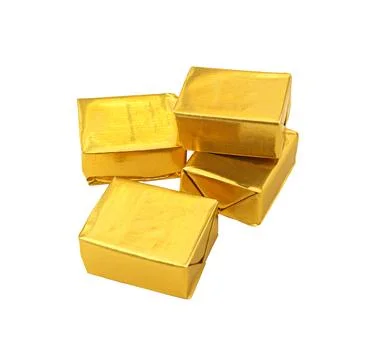 Gold wrapper packaging Stock Photos