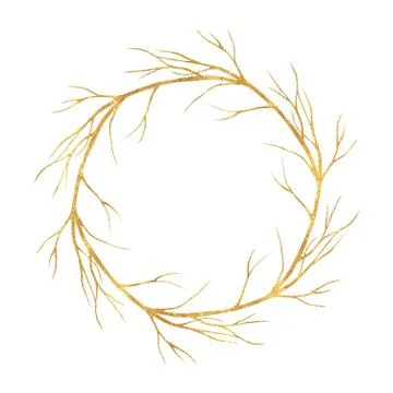 Gold wreath of dry branches Illustrazione stock