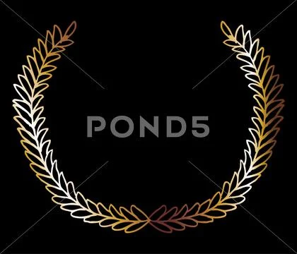 Gold wreath hand drawn vector art Stock Illustration