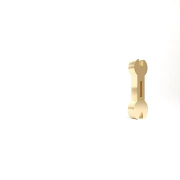 Gold Wrench spanner icon isolated on white background. 3d illustration 3D ren Illustrazione stock