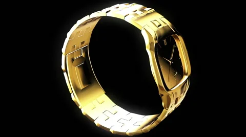 Gold wristwatch with a rectangular dial Video stock 49633603