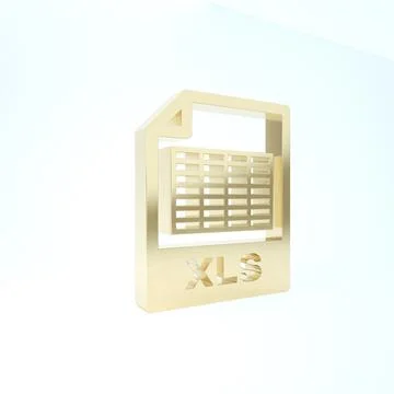 Gold XLS file document. Download xls button icon isolated on white background Stock Illustration