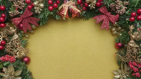 Gold xmas background flatlay with copyspace Video stock 219687176