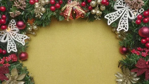 Gold xmas background flatlay with copyspace Video stock 219687177