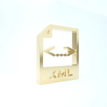 Gold XML file document. Download xml button icon isolated on white background Stock Illustration