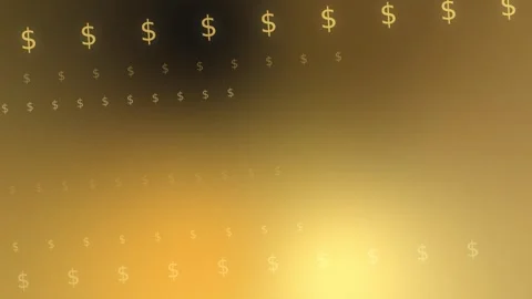 Gold yellow gradient with layered dollar symbol rows, Seamless Loop Stock Footage 341858238