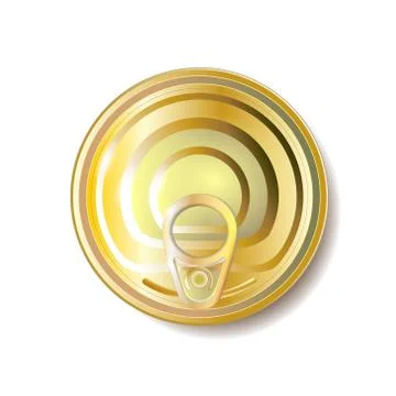 Gold, yellow tin can with ring pull, top view. Vector illustration イラスト素材