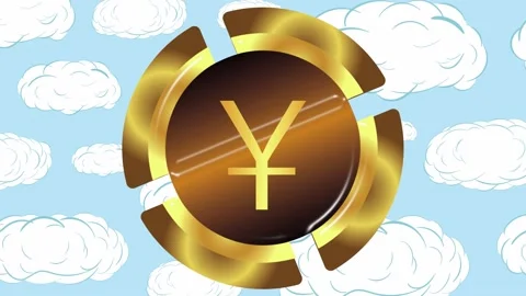 Gold yuan and clouds Stock Footage 96997705