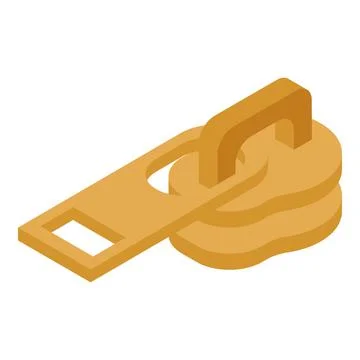 Gold zipper puller icon, isometric style Stock Illustration
