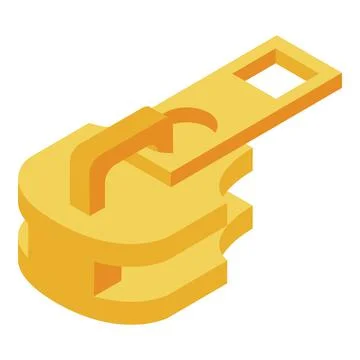 Gold zipper puller icon, isometric style Stock Illustration