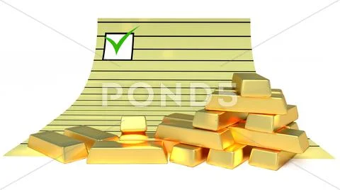 Goldbars and document Stock Illustration