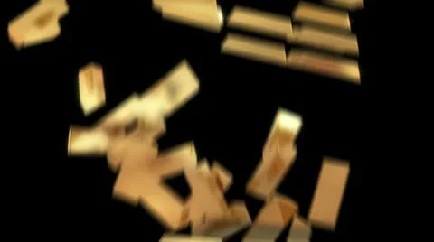 Goldbars falling Video stock 10772706