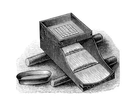 Goldbergbau 1890 Wiege oder Cradle der kalifornischen aund australischen Stock-Illustration