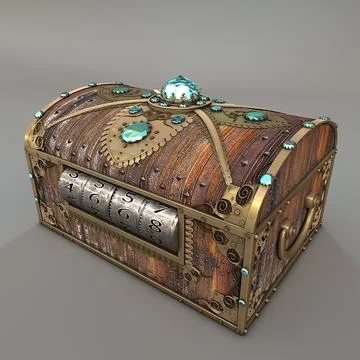 Treasure chest with gold | 3D model