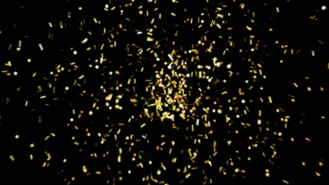 Golde confetti explosion falling down. Green screen animation footage. Stock Footage