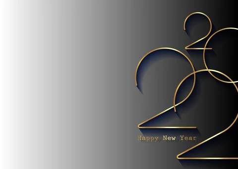 Golden 2022 New Year logo. Holiday greeting card. Vector illustration Stock Illustration