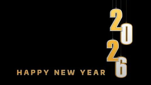 Golden 2026 String Hanging with Alpha — New Year &amp; Holiday Design イラスト素材