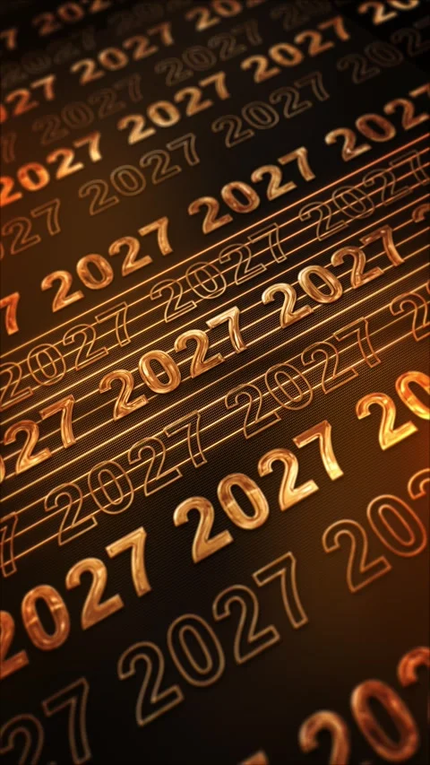 Golden 2027 Repeating Numbers New Year Perspective Background Stock Footage 342621910