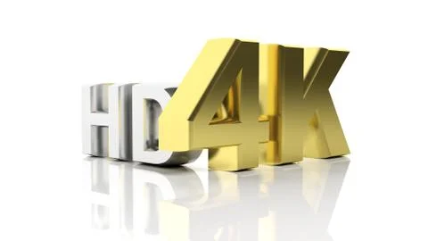 Golden 3D 4K and silver HD symbols isolated Stock Illustration