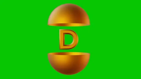 Golden 3D Alphabet A Emerging from Shell on Green Screen Stock Footage 306947376