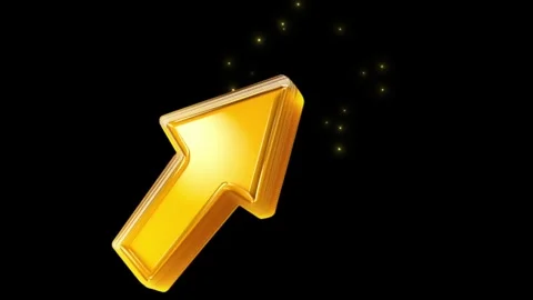 Golden 3d arrow cursor icon clicking with glowing pulse effect on black backgrou Stockbeeldmateriaal 333820062