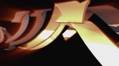 Golden 3D arrows move on black background, CG animation, seamless loop Video stock 65001062