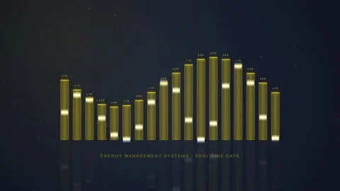 Golden 3D Bar Chart Graph Growing Upwards - Financial Business Growth Concept Stock Footage 348412588