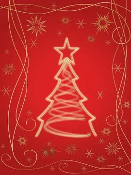 Golden 3d christmas tree Stock Illustration
