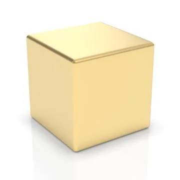 Golden 3d cube on white. Stock Illustration