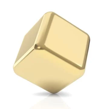 Golden 3d cube on white. Stock Illustration