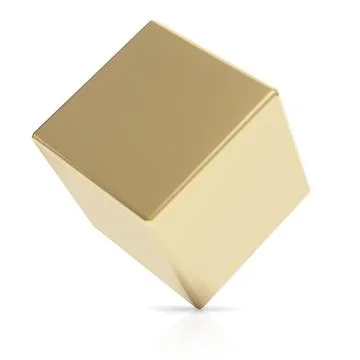 Golden 3d cube on white. Stock-Illustration