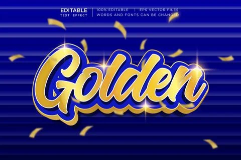 Golden 3D Editable Text Effect Vector Design Stock Illustration