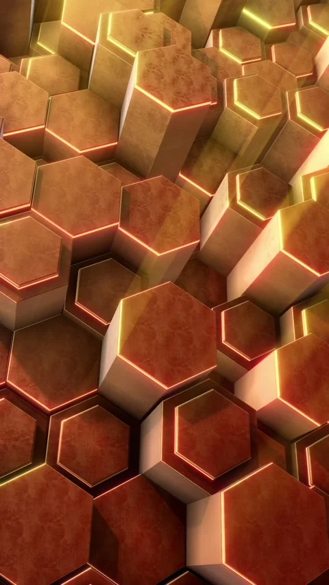 Golden 3D Hexagons Background 02 Stock Footage 294078587