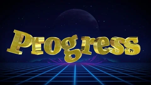 Golden 3d inflation text animation with futuristic grid background Stock Footage 337327187