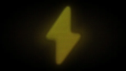 Golden 3D Lightning Bolt Symbol Particle Animation on Dark Background Stock Footage 335595123