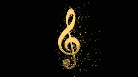 Golden 3D Music Note And Shiny Glowing ... | Stock Video | Pond5