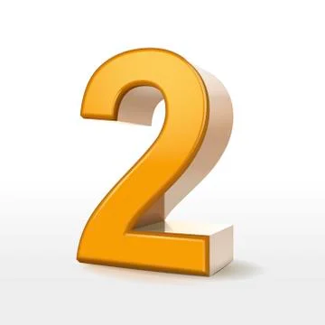 Golden 3d number 2 Illustrazione stock