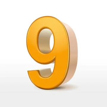 Golden 3d number 9 Stock Illustration