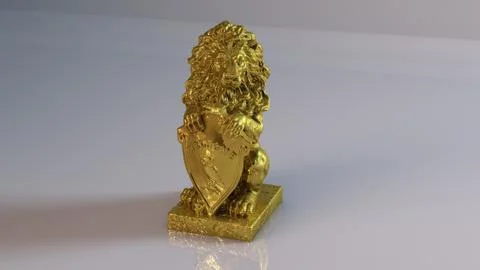 Golden 3D object (lion) Stock Illustration