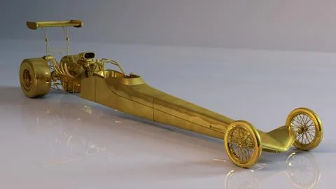 Golden 3D object (strange long racing car) Stock Illustration