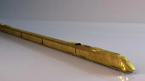 Golden 3D object (train) Stock Illustration