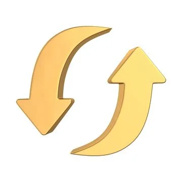 Golden 3D Refresh and Exchange Arrows Symbol Stock Illustration