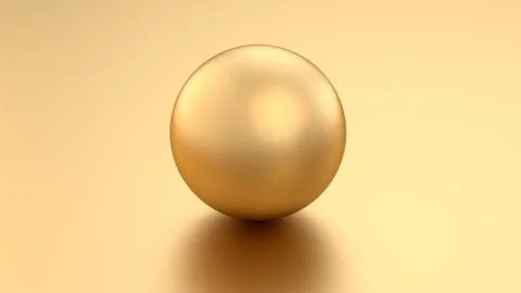 Golden 3d render sphere balls on metal background with reflection. Modern luxury Illustrazione stock