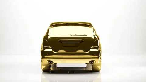 Golden 3d rendering of a car inside a studio Stock Illustration