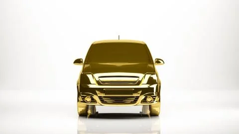 Golden 3d rendering of a car inside a studio Stock Illustration