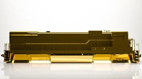 Golden 3d rendering of a cargo train inside a studio イラスト素材
