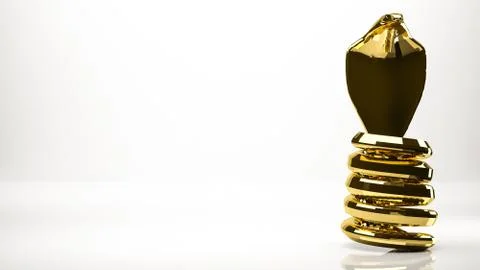 Golden 3d rendering of a Cobra inside a studio Stock Illustration