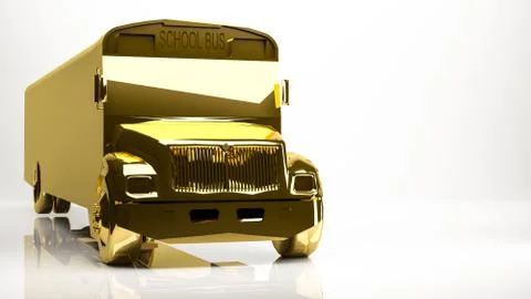 Golden 3d rendering of a school bus inside a studio 스톡 일러스트