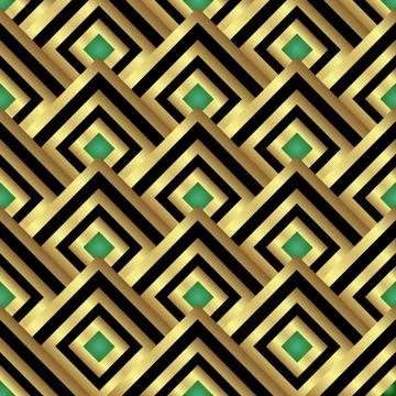 Golden 3d seamless geometric pattern. Golden lines and squares Ilustración de archivo