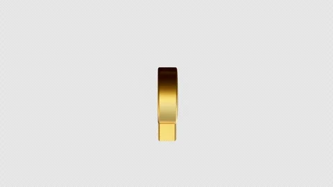 Golden 3D small Letter p 360 Rotating Loop Animation | Alpha Background Stock Footage 325213811